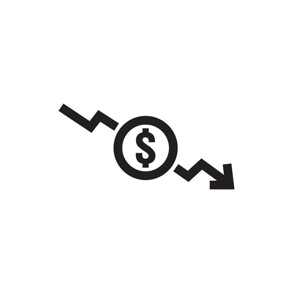 600x600 Dollar Decrease Icon Money Symbol With Arrow Stretching Rising