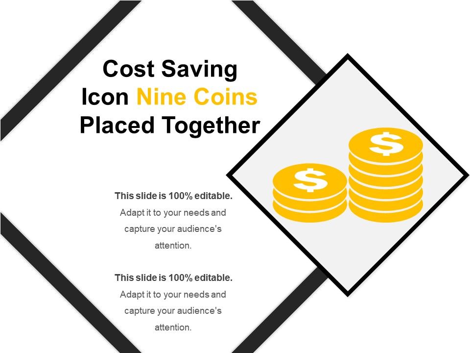 960x720 Cost Saving Icon Nine Coins Placed Together Presentation