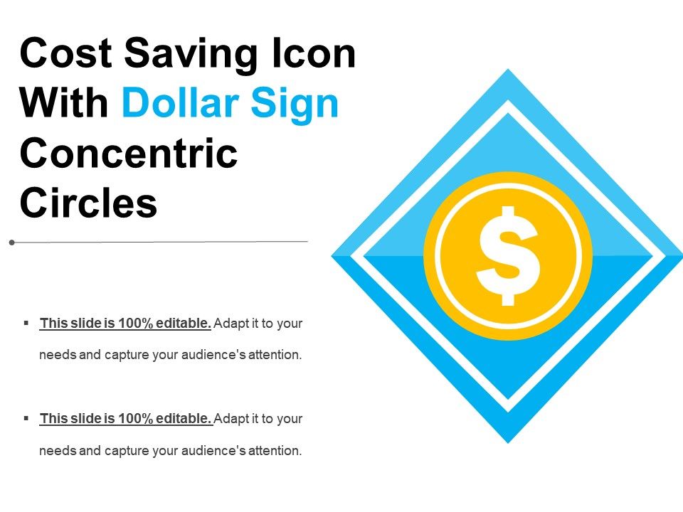 960x720 Cost Saving Icon With Dollar Sign Concentric Circles Ppt Images