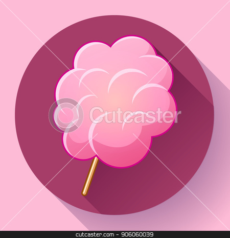 450x464 Icon Of Cotton Candy, Sugar Cloud On Stick Isolated Stock Vector