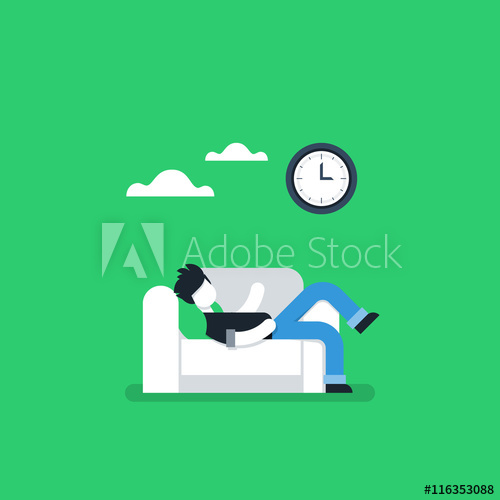 500x500 Procrastination Concept, Lazy Man On Sofa, Couch Potato, Tired