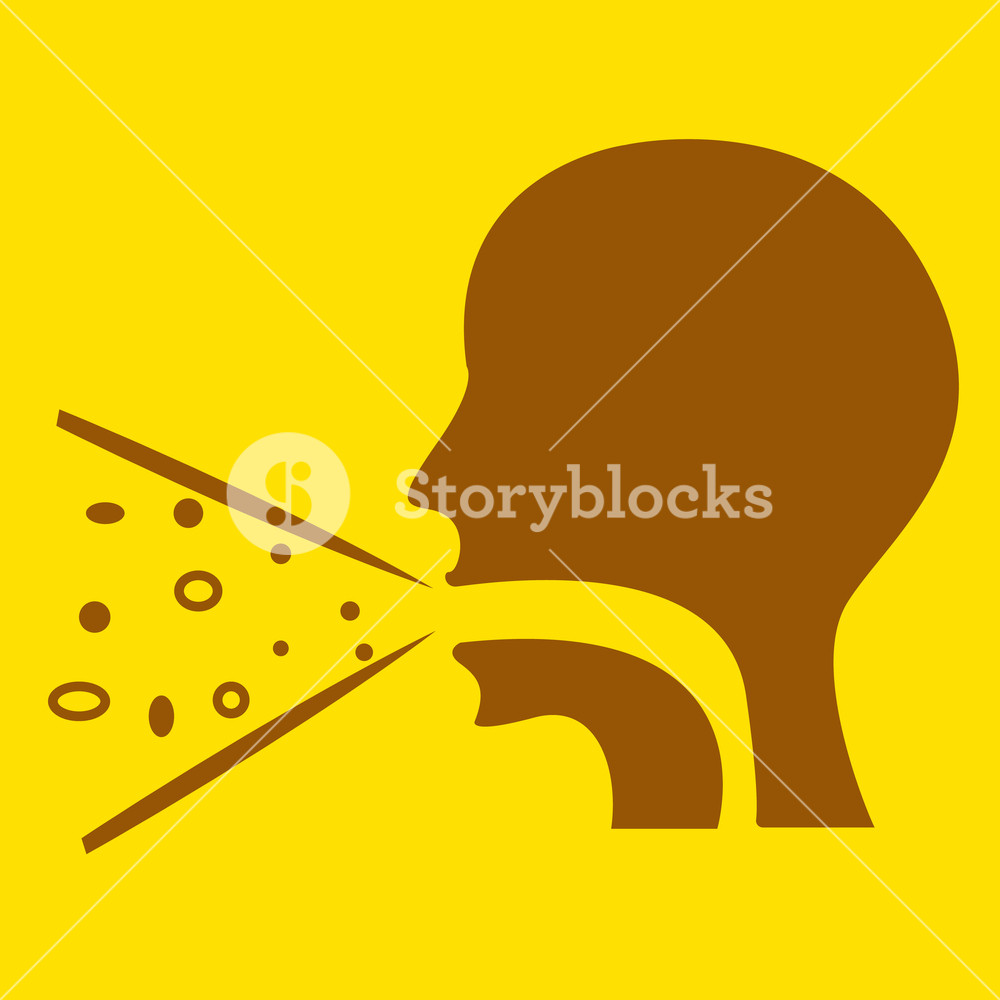 1000x1000 Cough Icon On Yellow Background Vector Illustration Royalty