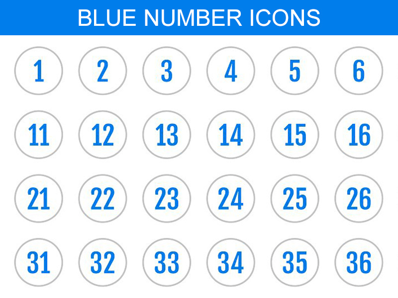 Blue Number Count Flat Icons 800x600 Blue Number Count Flat Icons