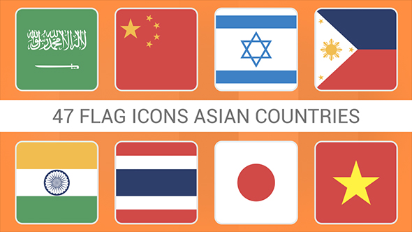 590x332 Flag Icons Asian Countries Squares Style
