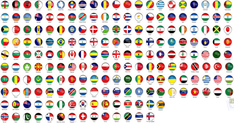 800x435 Free Country Flag Round Icons
