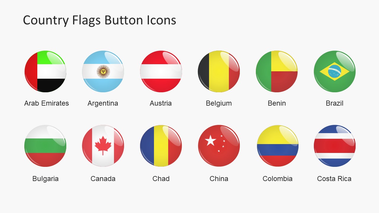 1280x720 Country Flags Button Icons Powerpoint Shapes