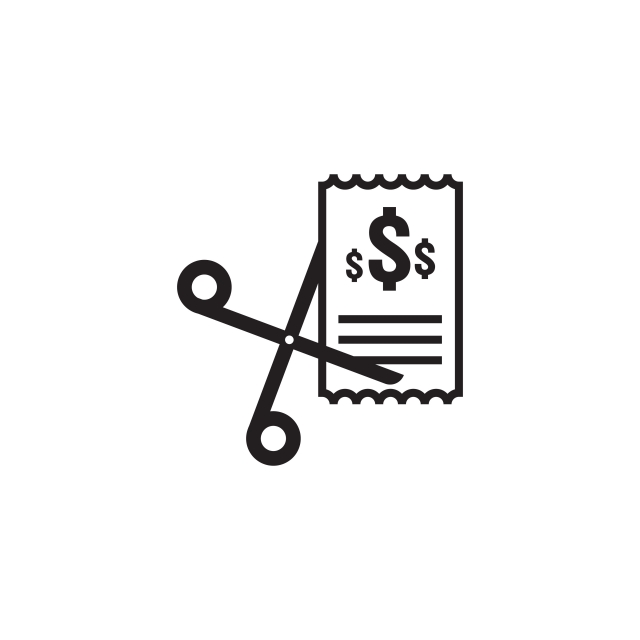 640x640 Business Cost Reduction Icon Money Dollar Decrease Symbol Scissors