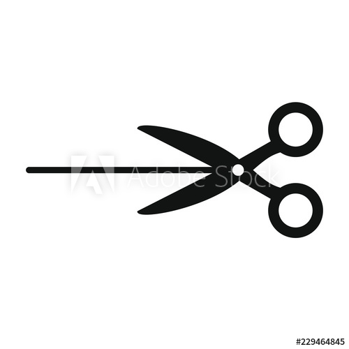 500x500 Scissors Vector Icon, Coupon Cut Symbol