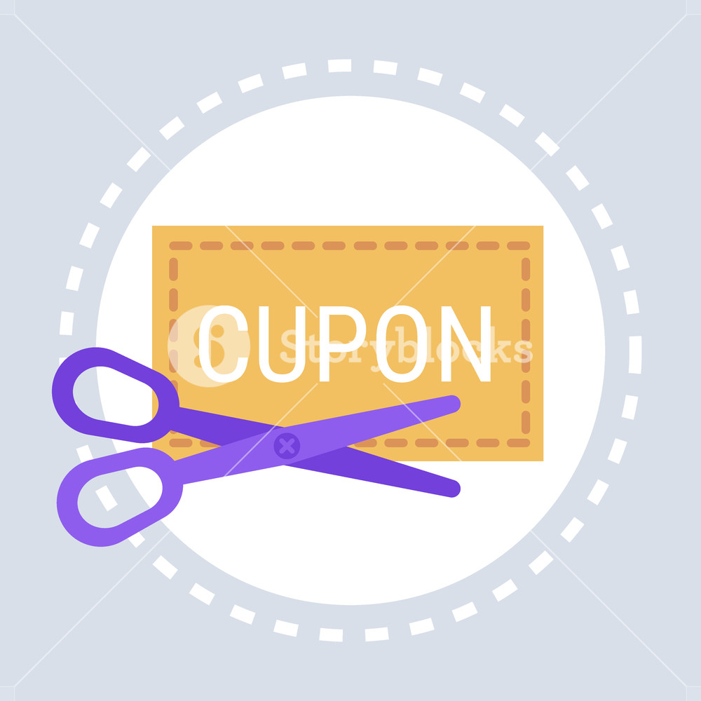 1000x1000 Scissors Cutting Discount Coupon Shopping Icon Concept Flat Vector