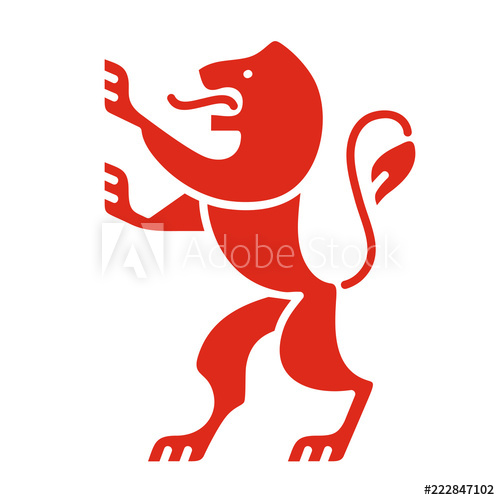 500x500 Heraldic Lion, Coat Of Arms, Modern Style Icon, Symbol Of Strength