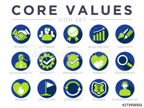 500x376 Company Core Values Round Web Icon Set Integrity, Leadership