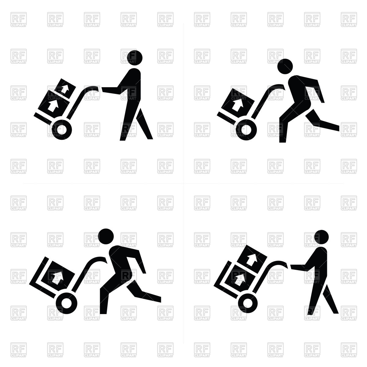 1200x1200 Set Of Man Courier Icons Vector Image Of Signs, Symbols, Maps