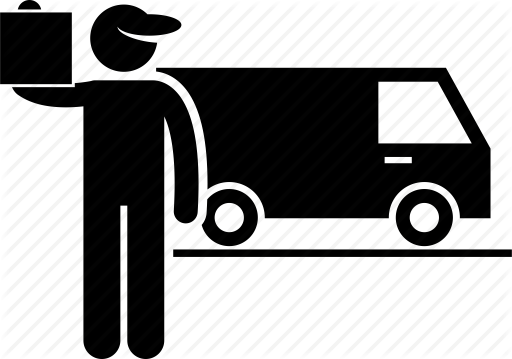 512x359 Courier, Delivery, Deliveryman, Logistic, Parcel, Postman, Van Icon