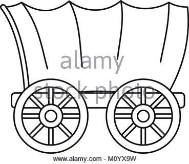 369x320 Extravagant Covered Wagon Outline Ancient Western Icon Style Stock