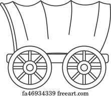 221x194 Free Art Print Of Pioneer Covered Wagon Along The Oregon Trail
