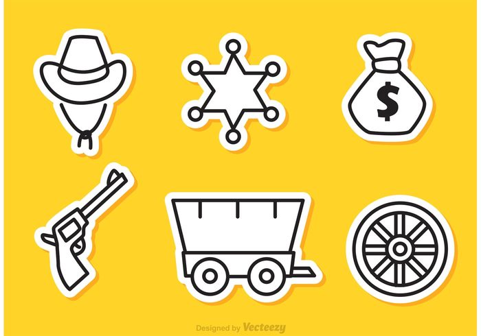 700x490 Wild West Outline Icons Vector