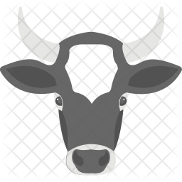 256x256 Cow Head Icon Of Flat Style