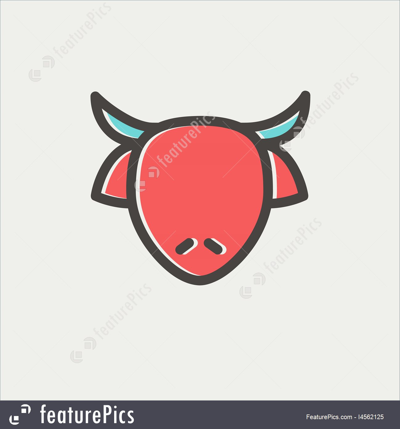 1300x1392 Cow Head Thin Line Icon Stock Illustration