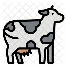 256x256 Cow Icon Of Colored Outline Style