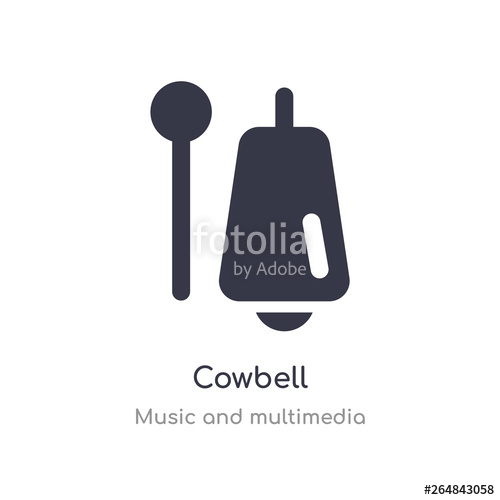 500x500 Cowbell Outline Icon Isolated Line Vector Illustration From Music