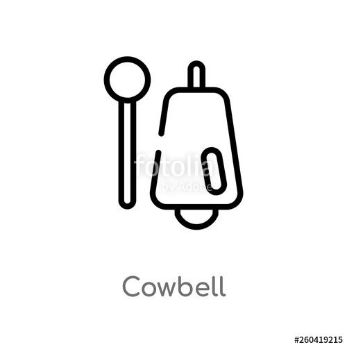 500x500 Outline Cowbell Vector Icon Isolated Black Simple Line Element