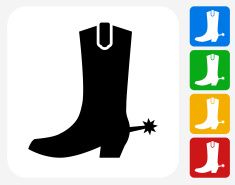 235x185 Cowboy Boots Icon Flat Graphic Design Vector Art Illustration