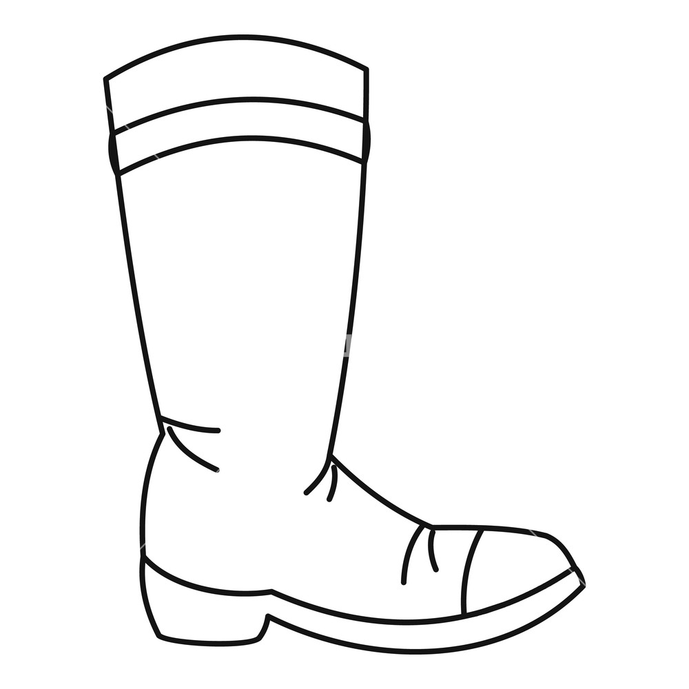 1000x1000 Cowboy Boot Icon In Outline Style Isolated On White Background