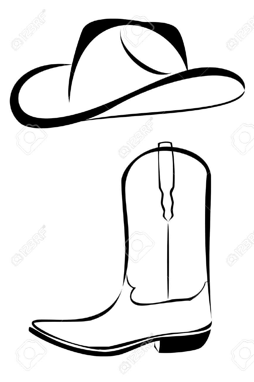 867x1300 Cowboys Boots Icon In Outline Style Isolated On White Background