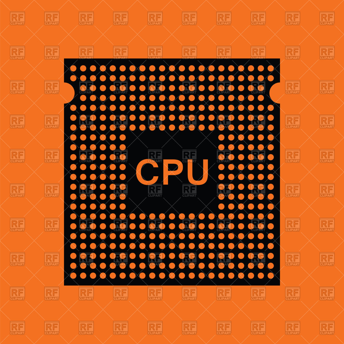 1200x1200 Cpu Icon On Orange Background Vector Image Of Icons And Emblems