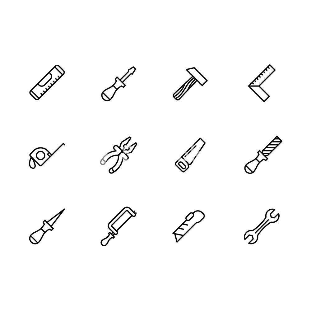 1000x1000 Simple Set Work Tools, Repair Tools For Locksmith And Craft