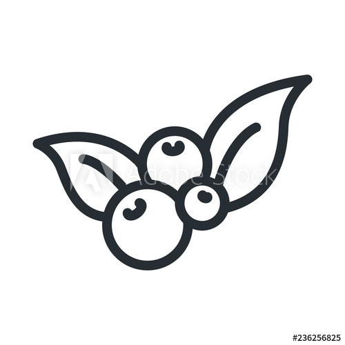 500x500 Cranberry Berry Leaf Flat Line Stroke Icon Pictogram