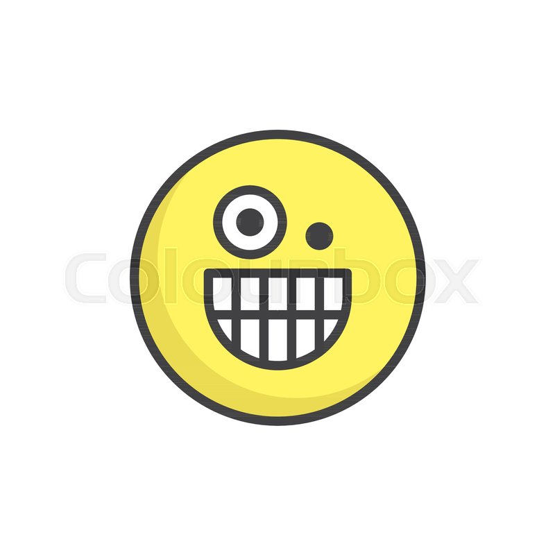 800x800 Crazy Face Emoticon Filled Outline Stock Vector Colourbox