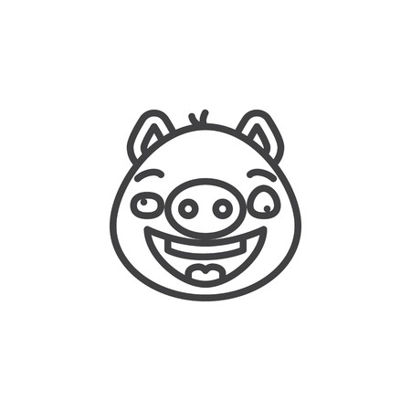 450x450 Piggy Confused Face Emoticon Line Icon Linear Style Sign