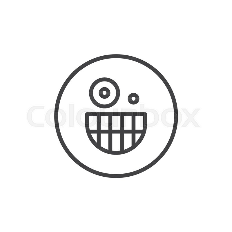 800x800 Crazy Face Emoticon Line Icon, Outline Stock Vector Colourbox