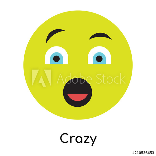 500x500 Crazy Icon Vector Sign And Symbol Isolated On White Background