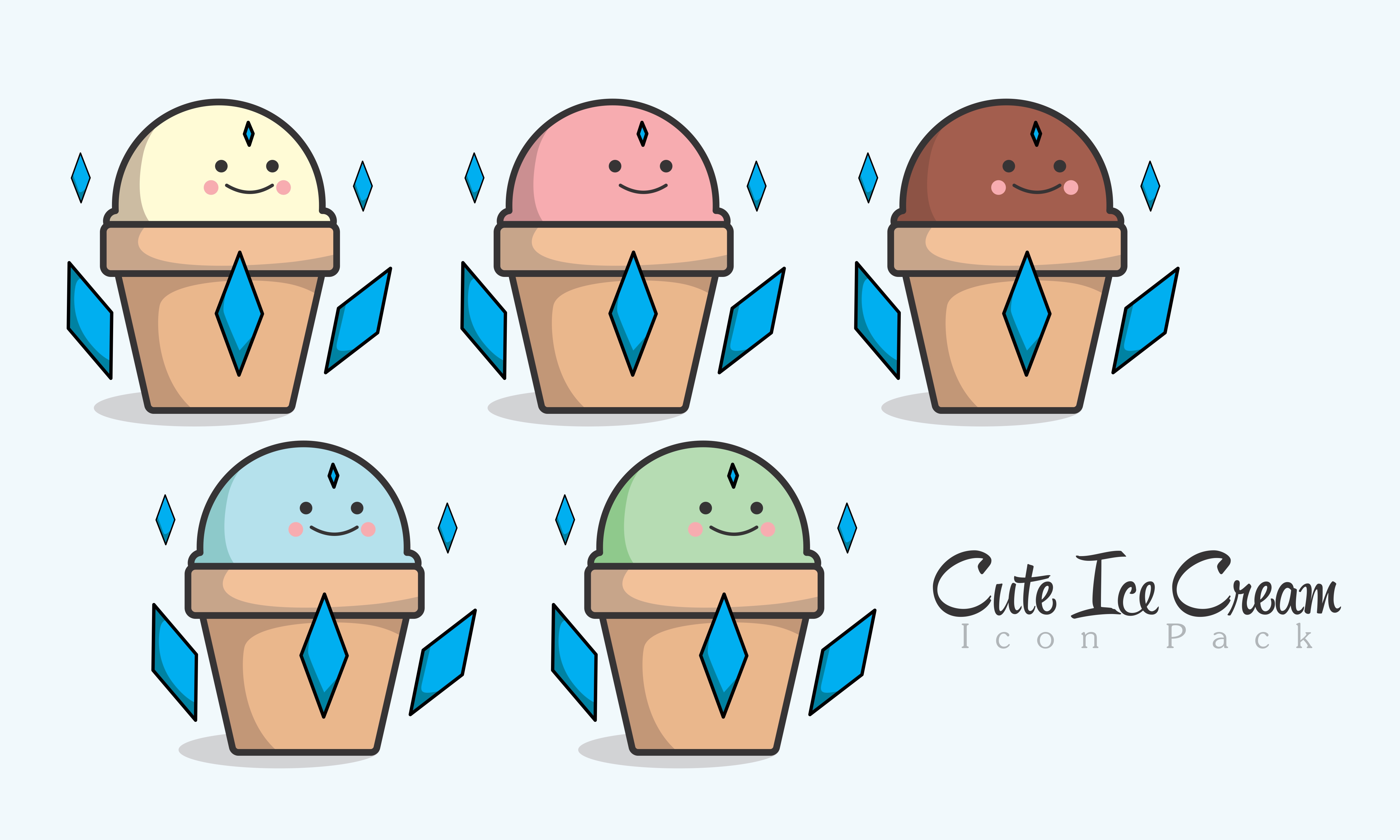 5000x3000 Cute Ice Cream Icon Pack