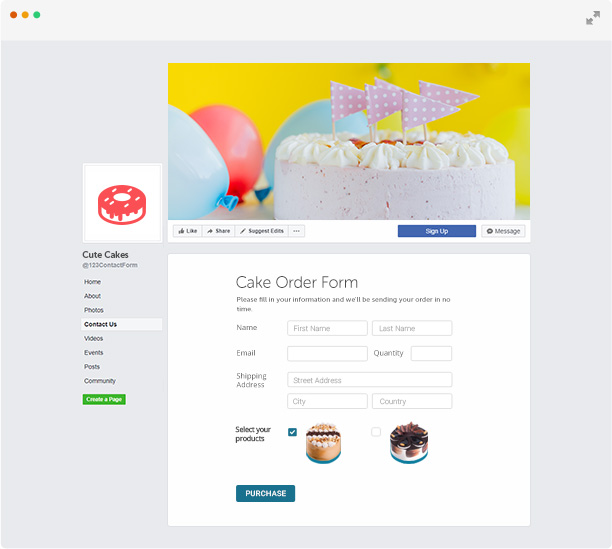 612x549 Facebook Contact Form App