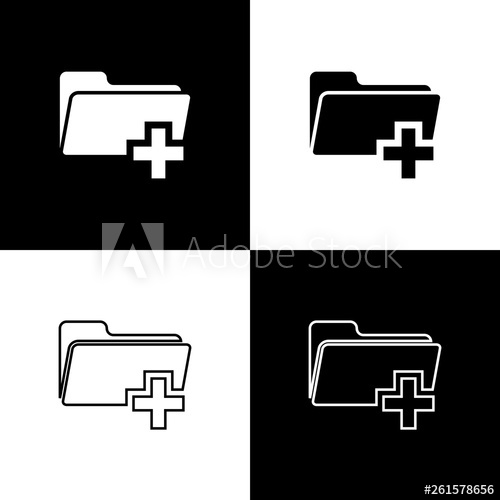 500x500 Set Add New Folder Icons On Black And White Background New Folder
