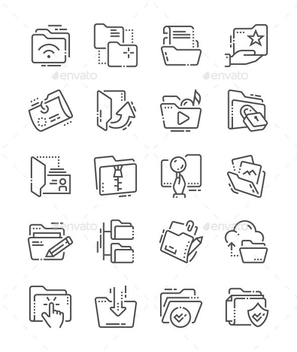 590x700 Folders Line Icons Icons Line Icon, Create Icon, Icon Design