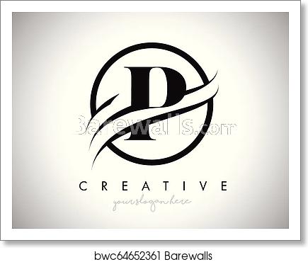 435x370 P Letter Logo Design With Circle Swoosh Border And Creative Icon