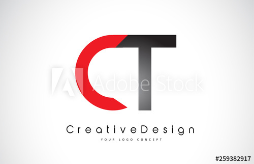 500x322 Red And Black Ct C T Letter Logo Design Creative Icon Modern