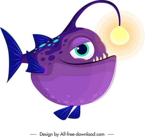 468x443 Fish Creature Icon Funny Cartoon Character Vectors Stock In Format