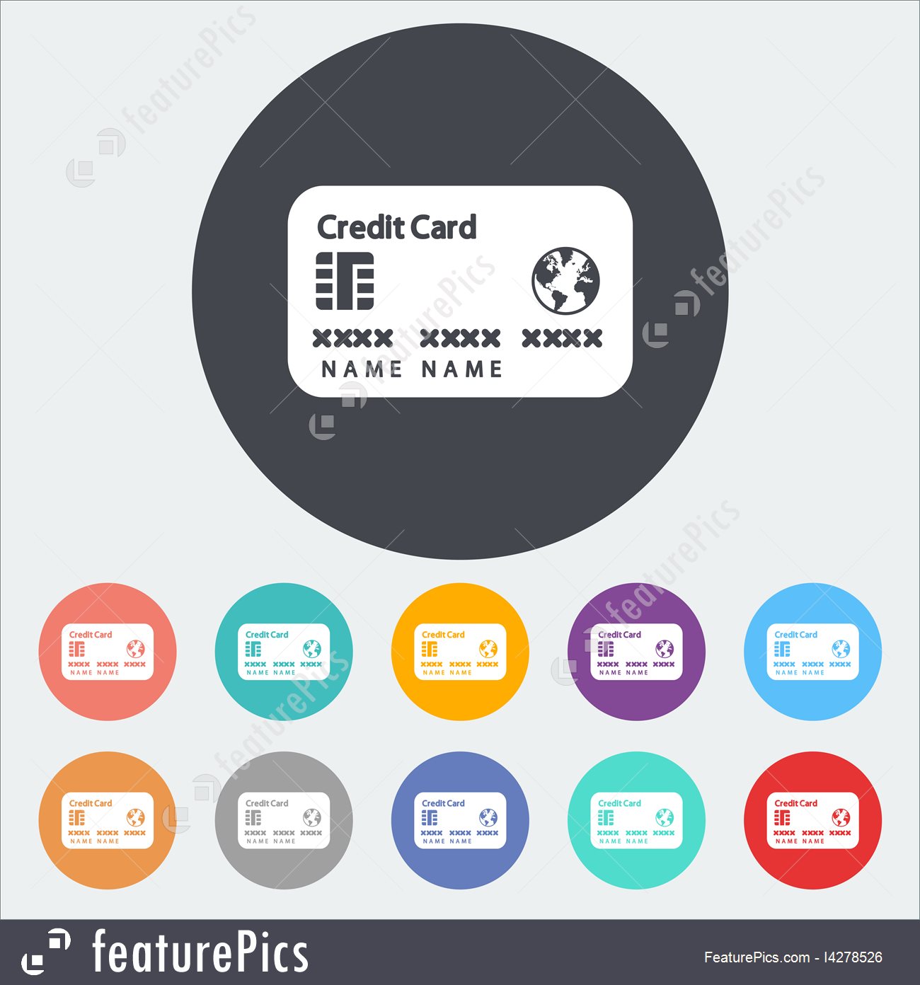 1300x1392 Credit Card Single Flat Icon Illustration