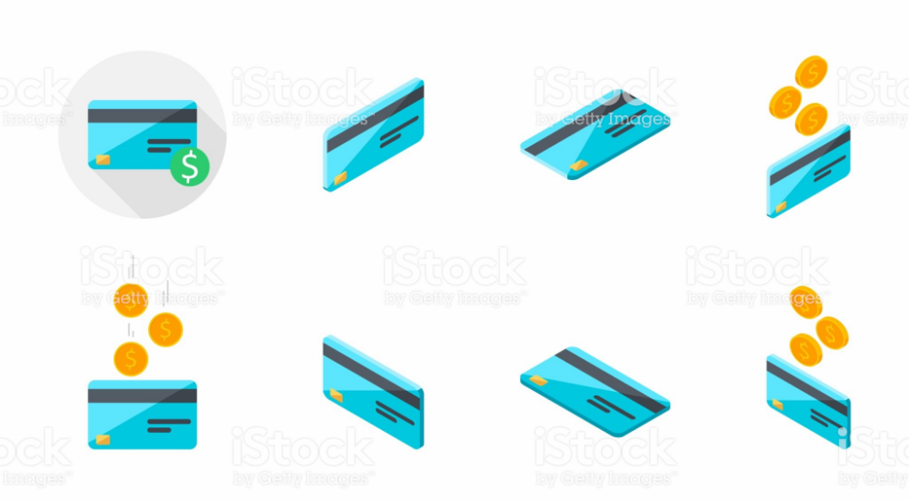 1000x550 Credit Card, Earn Money, Isometric, Coin, Finance, Bank Card
