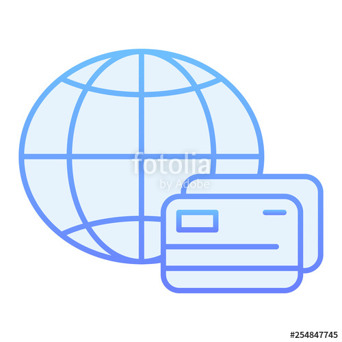 500x500 World With Credit Card Flat Icon Global Payment Blue Icons