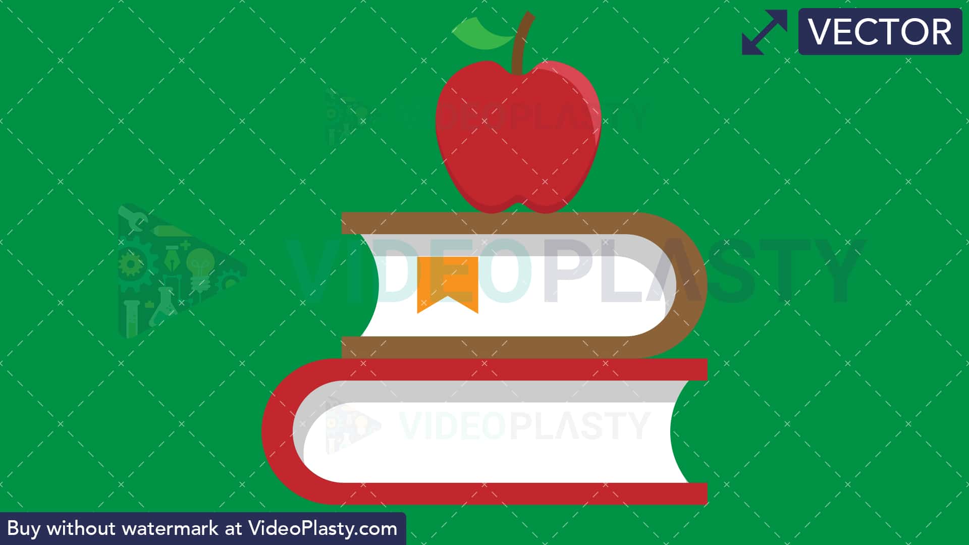 1920x1080 Books With Apple Flat Icon