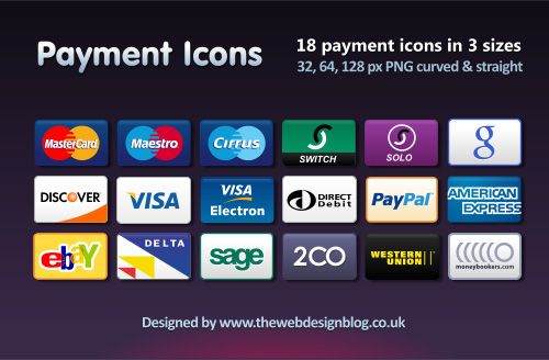 500x328 Credit Card, Debit Card And Payment Icons