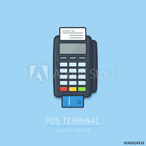 500x500 Pos Terminal Icon With Credit Card And Receipt Vector Illustration