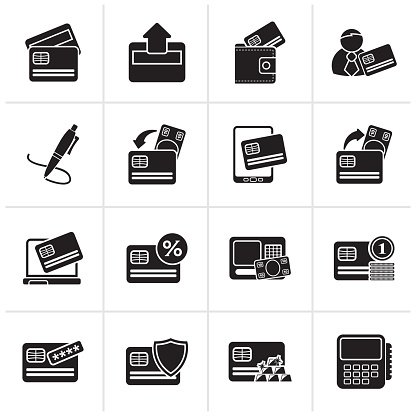 416x416 Black Credit Card, Pos Terminal And Atm Icons Premium Clipart