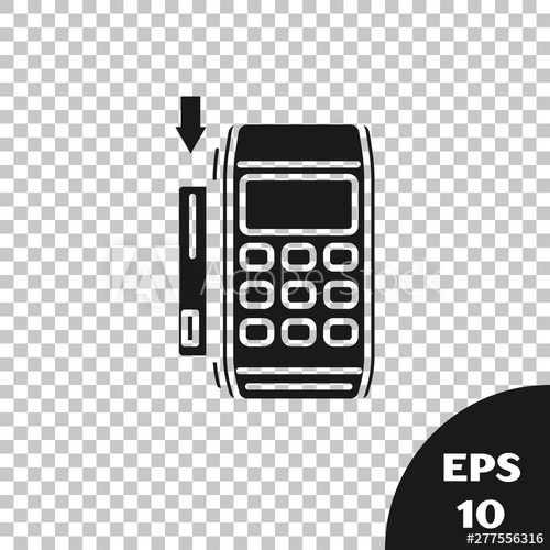 500x500 Black Pos Terminal With Inserted Credit Card Icon Isolated